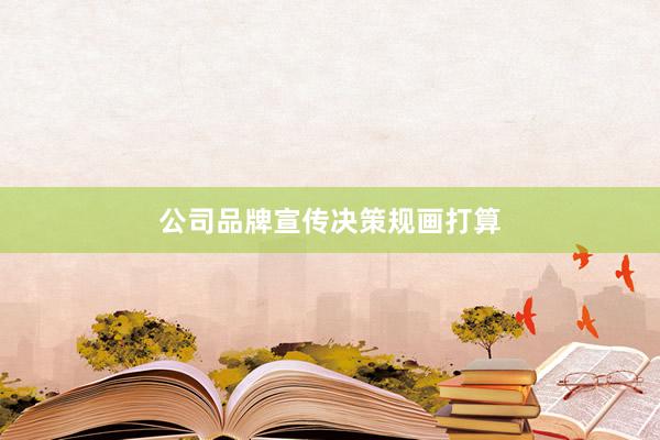 公司品牌宣传决策规画打算