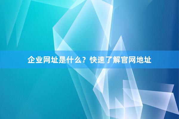 企业网址是什么？快速了解官网地址